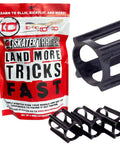 Skater Trainer packaging with skateboard trick training wheels to nail ollies and kickflips faster, a no fall practice tool.