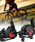 Heavy Duty Hydraulic Disc Brake Front And Rear Set Mountain Road Bike Aluminum Alloy Build Two Way Piston close-up of calipers