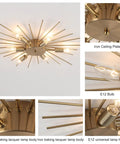 Firework Chandelier Pendant Light With Eight Lights, Modern Aluminum Ceiling Fixture, Chrome Finish, close-up of iron ceiling plate