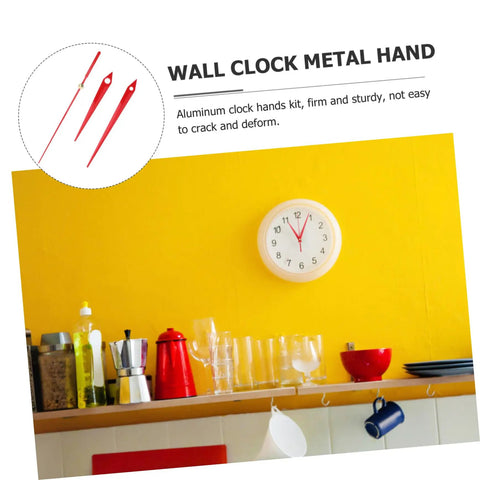 10 Sets Modern DIY Clock Hands Pointers Replacement Parts Aluminum Clock Hands Kit For Frameless Wall Clocks on yellow wall display