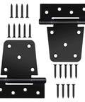 3.5 Inch Heavy Duty Gate Hinges 2 Pack Black Iron Extra Thick T Gate Hinges with Screws for Barns and Fences