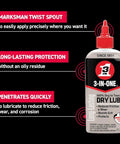 Dry Lube Drip Oil For Tools And Gear Pro Grade, 100 Percent Dry To Touch, Quick Dry Lubricant, 4 Oz Bottle with Marksman Spout