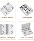 Two Pack Zinc Alloy Door Hinges For Small Cabinets And Wooden Boxes, 50x68mm Adjustable 180 Degree Folding Hardware In Silver