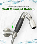 Lead-Free Metal Handheld Shower Head With No-Nonsense High-Pressure 2.0 GPM Spray, Trickle Valve, wall holder view