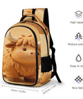 Kawaii Mini Cow Clay Art Printed Backpack For Everyday Use, unisex daypack with durable zipper and breathable fabric, 16.5in tall