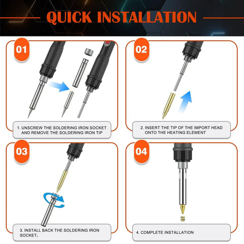 Quick installation guide for Six Piece Soldering Tips Set For Thread Inserts From M2 Through M6 And Common Inch Sizes