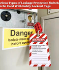 Pro Grade Electrical Lockout Tagout Kit in use with safety lock and warning tag on industrial panel