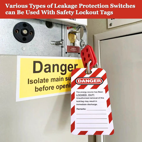 Pro Grade Electrical Lockout Tagout Kit in use with safety lock and warning tag on industrial panel