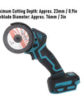 Kickass Compact Cordless Circular Saw Pumping Out Lightning Fast Cuts With A Heavy Duty Motor And Built In Dust Collector holding removable 3in disc.