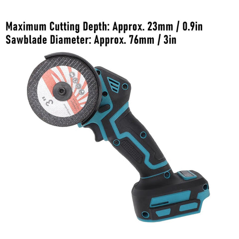 Tough As Nails Cordless Mini Circular Saw 3 Inch 19000RPM Battery Powered Cut Off Workhorse showing blade and handle design