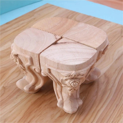 Four Pack Wooden Furniture Support Legs Replacement Feet for sofa, bed, table and cabinet with right angle design