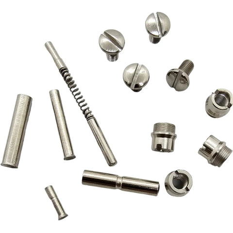 Polished Nickel Plated 1911 Grips Screws Pins And Bushings Replacement Kit For Government Commander And Officer Variants Universal Fit