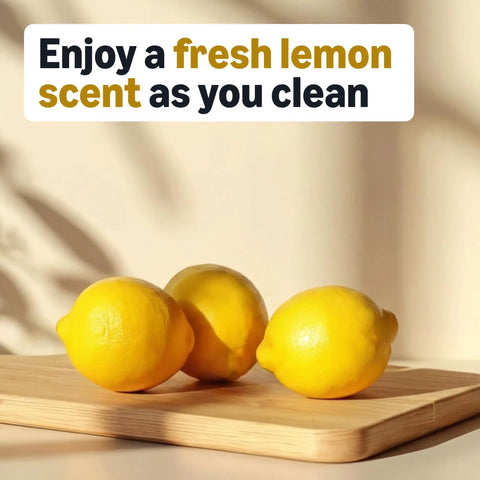 Fresh lemons on a wooden cutting board, highlighting the scent for Straight Up Fresh Lemon Furniture Polish Spray That Cuts Through Grime Cleans Hard And Shields Sealed Wood Leather Granite For A Slick Superb Finish With Zero Waxy Buildup In Every Bottle.