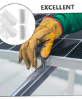 RV Roof Solar Panel Z Brackets Kit For Quick Install Mounting Brackets Aluminum Alloy Clamp System For No Fuss Easy Secure Panel Mounting On Travel Trailers Campers And Mobile Solar Setups installation process with gloved hand securing bracket