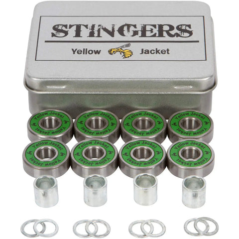 Premium Skateboard Bearings 608 ABEC 11 For Pro Longboards With Jungle Green Washers And Spacers Pack Of 8