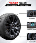 Snag These Fresh Multi Spoke Wheel Covers For Tesla Model Y 19 Inch Hubcaps 2020 To 2024 Four Piece Set showing matte black wheel cover details.