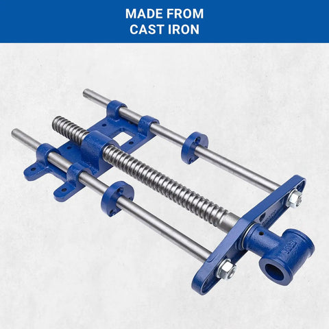 Front Vise For Woodworking, 10 Inch Woodworker Vise With Cast Iron Body And Solid Steel Main Screw, Blue Finish