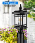 Dusk To Dawn Outdoor Post Lights 2 Pack For Garden And Patio Black Exterior Lamp Post Fixtures With Pier Mount Tempered Glass