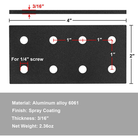 Six Flat Joining Plates For 1010 T Slot Aluminum Profiles Eight Hole Ten Series Straight Plates In Black Aluminum 6061