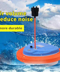 Three Hour Scuba Ventilator System With Mask Mount in blue and orange, floating air pump tank on ocean surface.