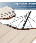 12 Foot Two Person Hammock With Stand Included For Outdoor Patio Garden Beach And Poolside Beige 450 Pound Capacity With Hardwood Spreader Bar And Durable Nylon Rope For Easy Setup And Relaxation, highlighting angled spreader bar.