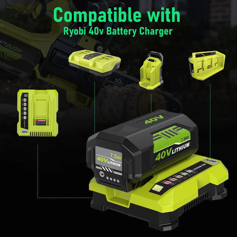 40V Lithium Battery Replacement 7500mAh High Capacity for Cordless Tools Beefed Up Runtime Long Lasting Power with charger