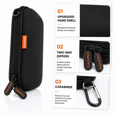 Compact Hard Shell Zipper Case For Portable Electronics Featuring Secure Lockdown Storage And Sleek Exterior Designed For Everyday Carry and Grab And Go Gadget Stashing with two-way zippers and carabiner
