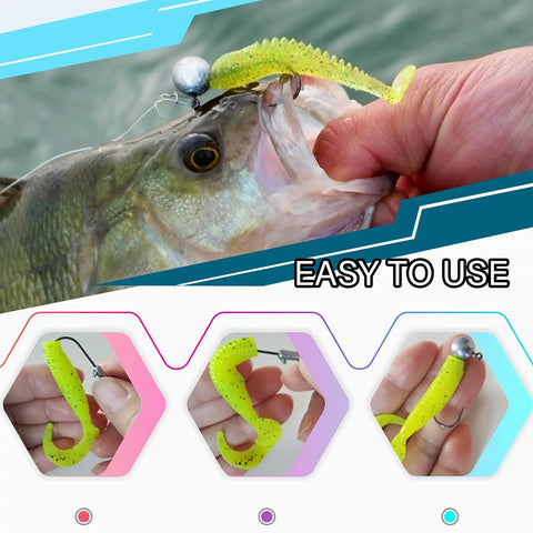 25 Pack 3/16 Oz Barb Jig Head Hooks With Knockout Sharp Blood Grooved Points And Heavy Duty Carbon Stainless Steel seen with fish and lure