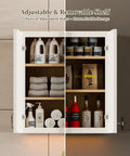 Wall Mounted Laundry Room Cabinet With Doors And Shelves White Shaker Finish Solid Wood RTA Medicine Storage Cabinet 24W 30H 12D Inches Space Saving For Kitchen Bathroom And Garage