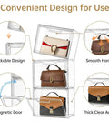 Clear Acrylic Purse Organizer Display Case For Closet With Magnetic Door See Through Handbag Storage Box 3 Pack Pro Grade
