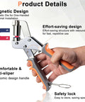 Person holding Grommet Tool Kit with magnetic die, safety lock, and ergonomic handle for easy grommet installation.