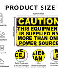 Funny Caution Sign This Equipment Is Supplied By More Than One Power Source 8x12 Inch Aluminum Metal Wall Decor, product dimensions