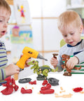 Children assembling Take Apart Dinosaur Building Kit With Electric Drill For Kids Ages 3 4 5 6 7, STEM Construction Toys