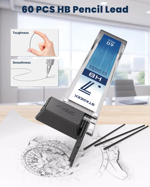 60 HB lead refills for 0.7Mm Metal Mechanical Pencil For Drafting And Art Pro Grade Sketching Tool with drawing sketch