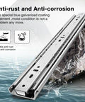 Heavy Duty Full Extension Drawer Slides Ball Bearing Side Mount Rails Built Tough For Heavy Loads And Smooth Pulls with anti-rust coating.