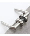 Square Indoor Door Handle Lock Kit In Silver Finish For Bedroom Doors with Three Rod Ball Hardware, Easy Install
