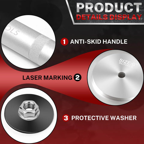 BILITOOLS truck hub seal installer kit collage banner with anti-skid handle, laser marking, protective washer