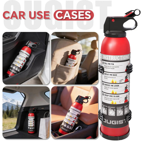 Two Pack Portable ABC Fire Extinguisher Spray For Home And Car 1.32 Lb Each Quick Acting Fire Suppression - car use shown