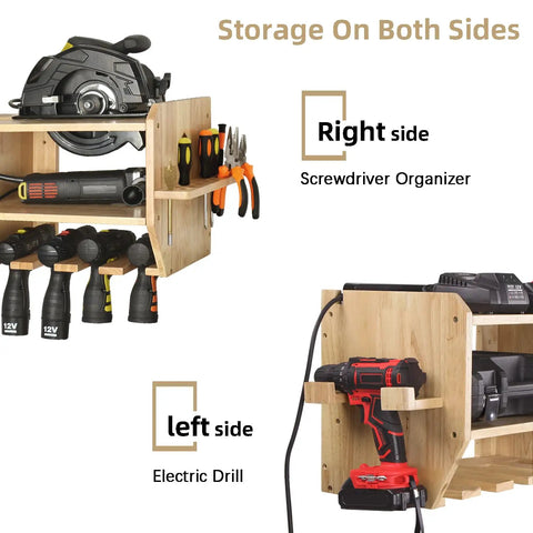 Heavy Duty Power Tool Organizer And Drill Charging Station With 12 Slots Wall Mount Storage for home workshop use