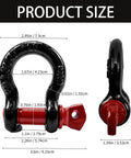Six Pack Five Eighth Inch D Ring Shackles With Three Quarter Inch Red Screw Pins Heavy Duty Recovery Gear 3.25 Ton 7,165 Lb Working Load Limit Value Set For Tough Jobs, black shackle size chart