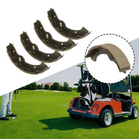 Brake Shoes For EZGO Golf Cart 1997 Up Medalist Gas And 2008 Up Steel Replacement Parts 4 Pack with golf cart background