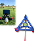 Golf Launch Monitor Stand For Garmin R10 With Leveling Base And Spirit Level in Blue on Grass