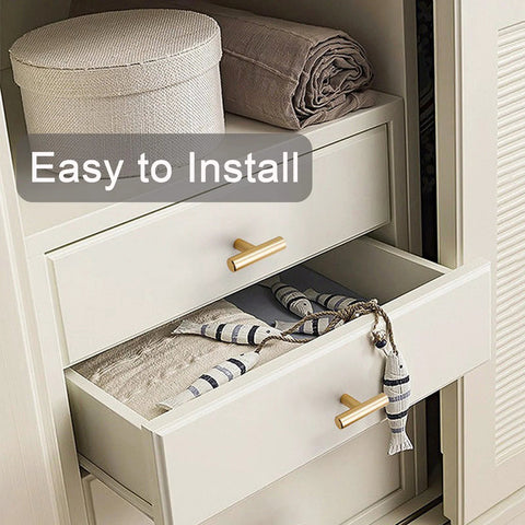 Open kitchen drawer with 24 Pack Gold T Bar Cabinet Knobs And Drawer Pulls Set For Kitchen Cabinets Cupboards And Dressers With Screws Durable Stainless Steel Hardware For Modern Home Storage And Furniture Update installed.