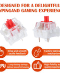 30 Pcs Red Mechanical Keyboard Switches With Clip, 3 Pin, Clicky Tactile Feel, Dustproof And Durable For Office And Gaming LED Keyboards, Universal Replacement Parts For Smooth Typing And Fast Response, showcased with benefits.