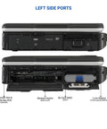 Close-up of left side ports on Built Like A Tank Rugged Laptop Toughbook CF 31 MK5, showing expansion slot, wireless switch, and battery.