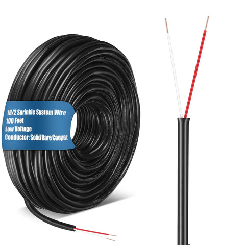 Solid Sprinkler System Wire 18 Gauge Irrigation Cable With UV Resistant PVC Jacket For Underground Irrigation And Central Control System 30V UL Listed 100 Ft DIY Friendly - 100 ft coil with exposed copper conductors