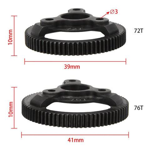 Beefed Up Hardened Steel CNC Machined Spur Gear Set for Traxxas 2WD Slash Drag Slash Bandit Upgrade Parts 72T And 76T 48P Black Anodized