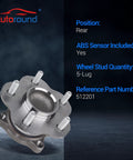 Rear Wheel Hub And Bearing Assembly With 5 Lug And ABS For Nissan Altima 2002 2006, Maxima 2004 2008, Quest 2004 2009