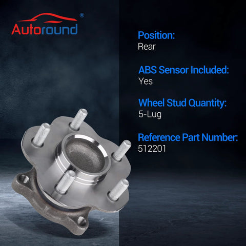 Rear Wheel Hub And Bearing Assembly With 5 Lug And ABS For Nissan Altima 2002 2006, Maxima 2004 2008, Quest 2004 2009