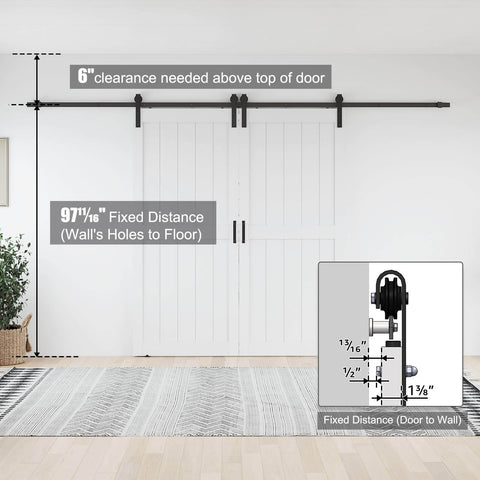 72 By 96 Inch White Barn Door With Sliding Hardware Kit For 68 To 70 Inch Wide Openings Space Saving Double Door Design Installed